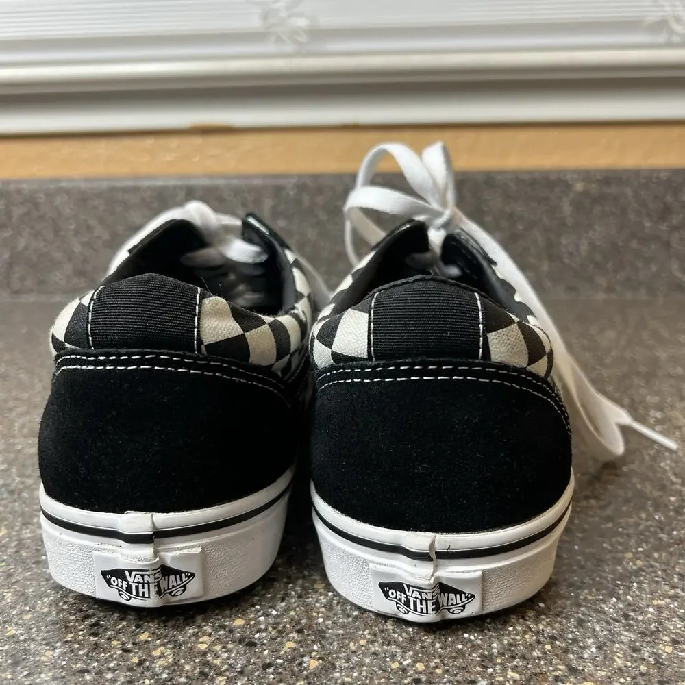 Vans Classic Men's Sz 9 Sneaker Skate Shoes Lace Up Low Black Check Suede/Canvas